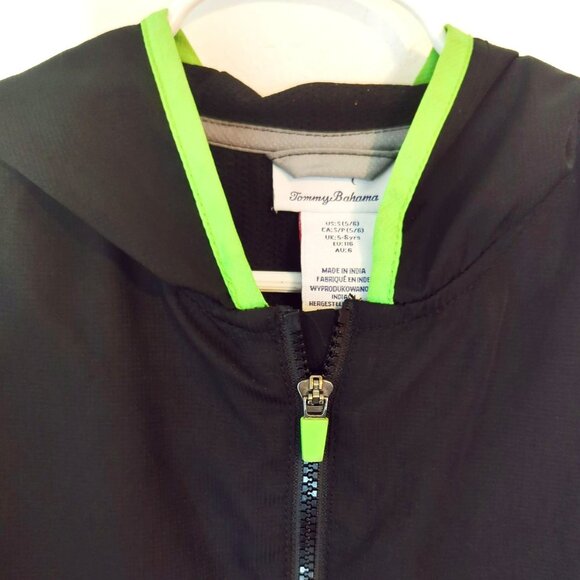 Tommy Bahama Active Jacket Boys S 5-6 Black Gray Full Zip Hooded Windbreaker - Picture 3 of 8